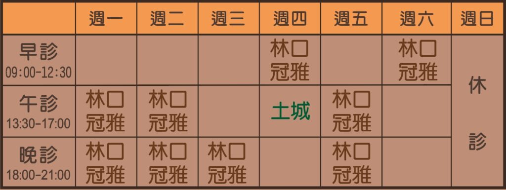 張世杰醫師個人診表