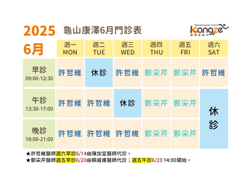 龜山康澤114年6月診表